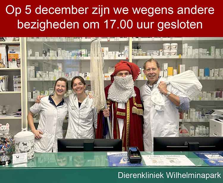 Sinterklaasavond zijn we gesloten om 17.00 uur